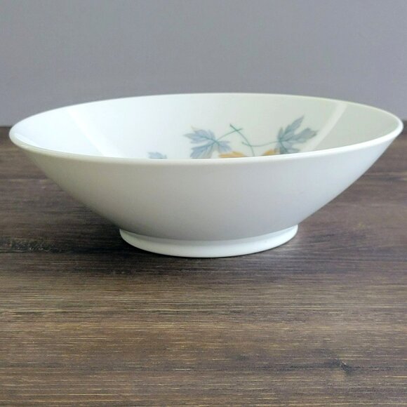 Vintage Noritake Maplewood Round Serving Bowl, Blue & Tan Autumn Leaves, c.1960s - Picture 4 of 11